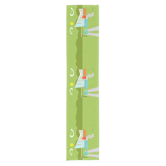 Retro Palm Springs-Haus-Tabellen-Läufer Kurzer Tischläufer (Vorderseite)