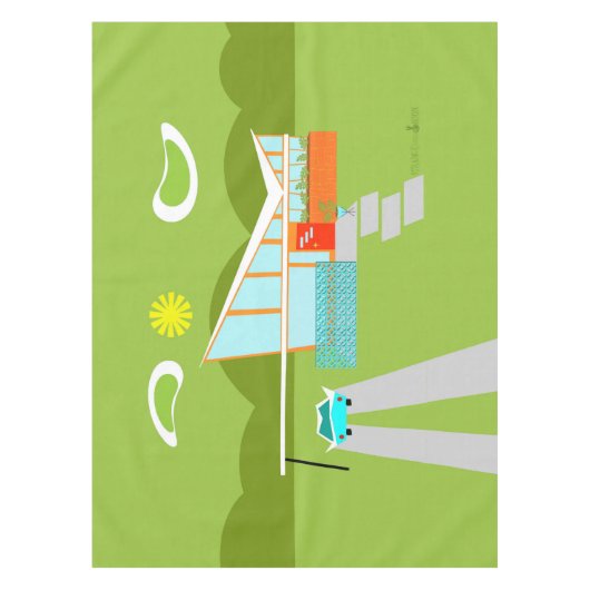 Retro Palm Springs-Haus-Tischdecke Tischdecke (Vorderseite)