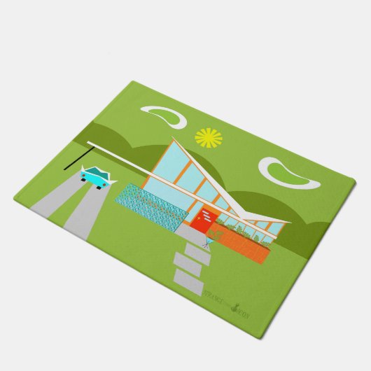 Retro Palm Springs-Haus-Tür-Matte Fußmatte (Schrägansicht)