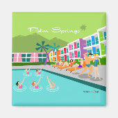 Retro Palm Springs Hotel 2 Ins Square Magnet (Vorne)