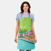 Retro Palm Springs Hotel All-over Print Schürze (Getragen)