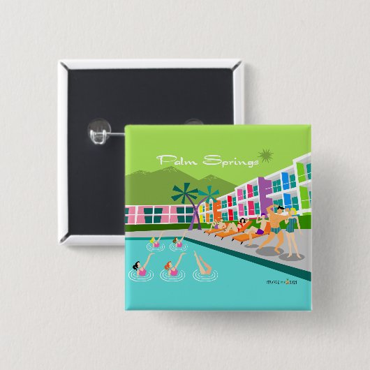 Retro Palm Springs Hotel Button (Vorne & Hinten)