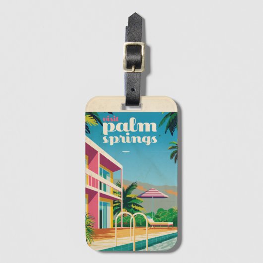 Retro Palm Springs Hotel Gepäckanhänger (Vorderseite Vertikal)