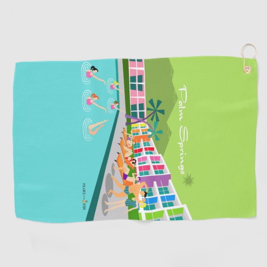 Retro Palm Springs Hotel Golf Handtuch (Horizontal)