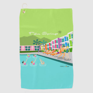 Retro Palm Springs Hotel Golf Handtuch