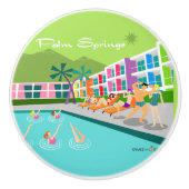 Retro Palm Springs Hotel Keramik Pull Keramikknauf (Vorderseite)