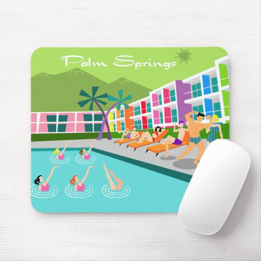 Retro Palm Springs Hotel Mousepad (Mit Mouse)