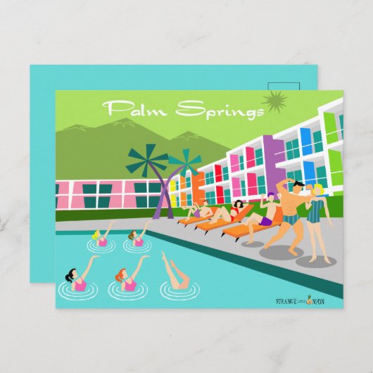 Retro Palm Springs Hotel Postcard Postkarte (Vorne/Hinten)