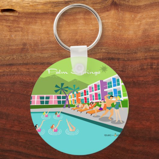 Retro Palm Springs Hotel Schlüsselanhänger (Vorderseite)