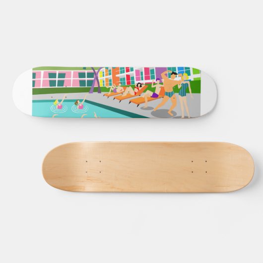 Retro Palm Springs Hotel Skateboard (Horizontal)