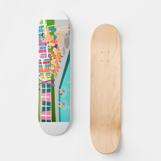 Retro Palm Springs Hotel Skateboard (Vorderseite)