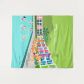 Retro Palm Springs Hotel Tapestry Wandteppich (Vorderseite (Horizontal))