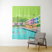 Retro Palm Springs Hotel Tapestry Wandteppich (Beispiel)