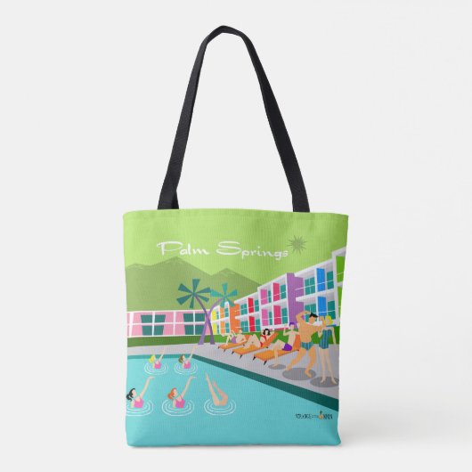 Retro Palm Springs Hotel Tasche (Rückseite)