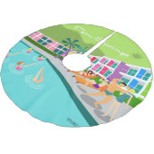 Retro Palm Springs Hotel Tree Skirt Polyester Weihnachtsbaumdecke (Schrägansicht)