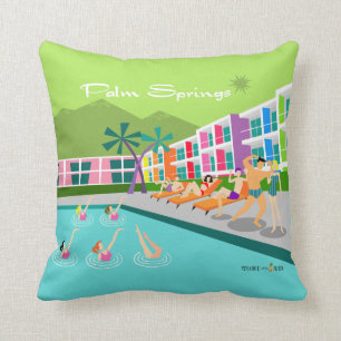 Retro-Palm-Springs-Hotel-Wurfkissen Kissen