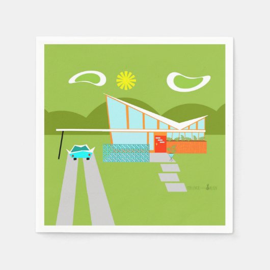 Retro Palm Springs House Cocktail Napkins Serviette (Vorderseite)