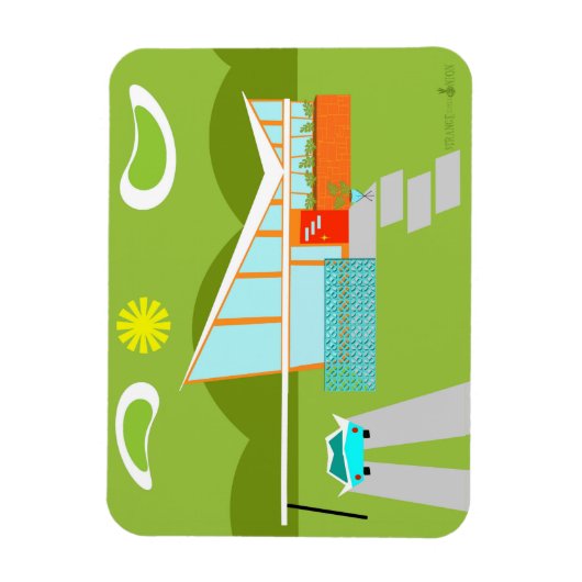 Retro Palm Springs House Flexible Magnet (Vertikal)
