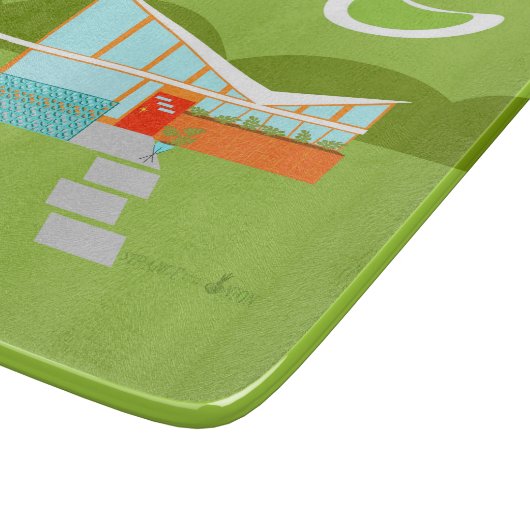 Retro Palm Springs House Glashütte Schneidebrett (Ecke)