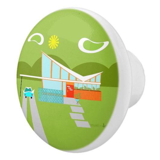 Retro Palm Springs House Keramik Knock Keramikknauf (Rechts)