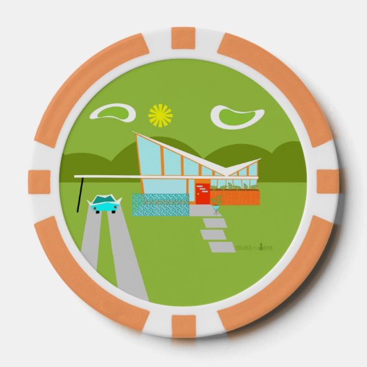 Retro Palm Springs House Poker Chips (Vorderseite)