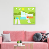 Retro Palm Springs House Wrapped Canvas Leinwanddruck (Insitu (Wohnzimmer))
