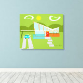 Retro Palm Springs House Wrapped Canvas Leinwanddruck (Insitu (Holzboden))