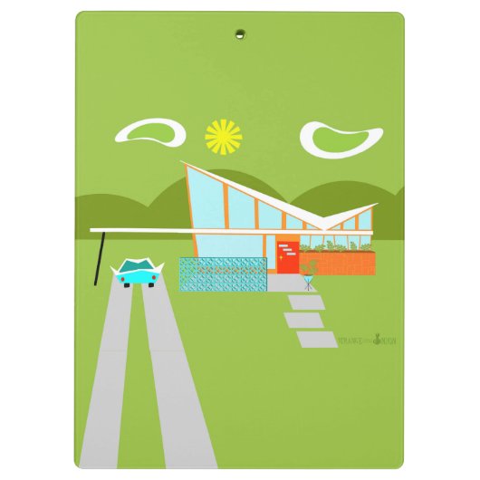 Retro Palm Springs House Zwischenablage Klemmbrett (Rückseite)