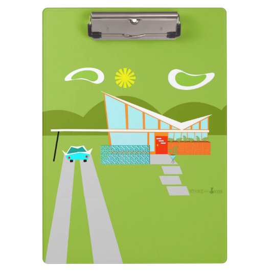 Retro Palm Springs House Zwischenablage Klemmbrett (Vorderseite)