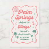 Retro Palm Springs Junggeselinnen-Abschied Weinetikett (Einzelnes Label)