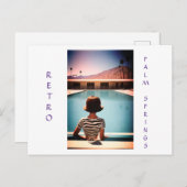 Retro Palm Springs Poolside Post Card personalisie Postkarte (Vorne/Hinten)