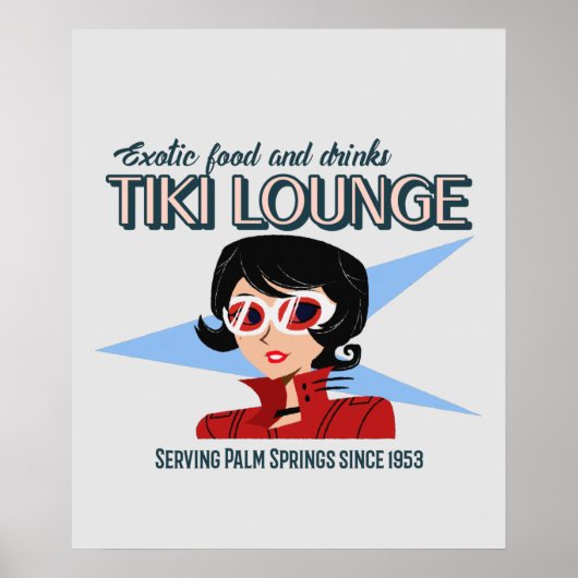 Retro Palm Springs Tiki Lounge Print on Brown Poster (Vorne)
