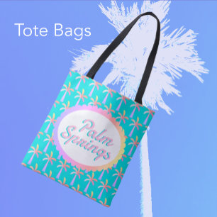 Retro Palm Springs Türkis Blue Tropical Palms Tasche