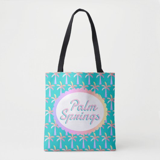 Retro Palm Springs Türkis Blue Tropical Palms Tasche (Vorderseite)