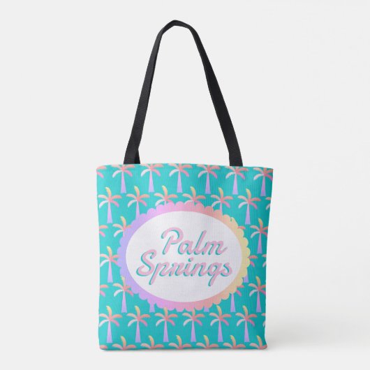 Retro Palm Springs Türkis Blue Tropical Palms Tasche (Rückseite)
