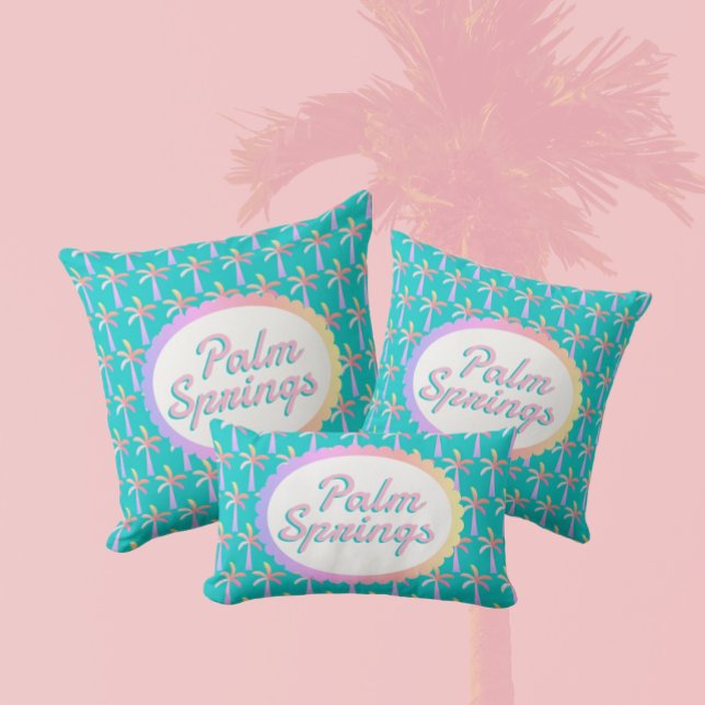Retro Palm Springs Türkis Tropical Palms Lendenkissen (Available in 3 sizes.)