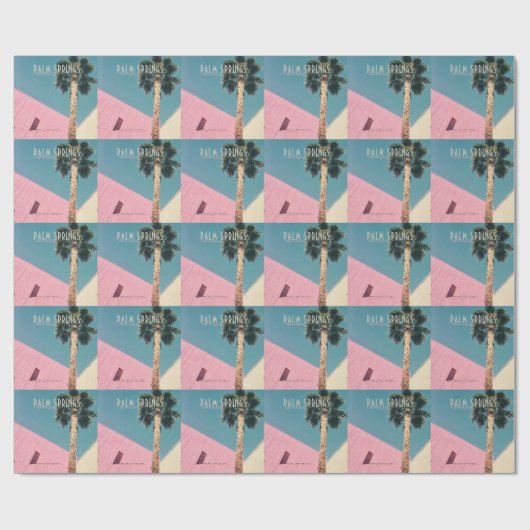 Retro Palm Springs Wrapping Paper Geschenkpapier (Flach)