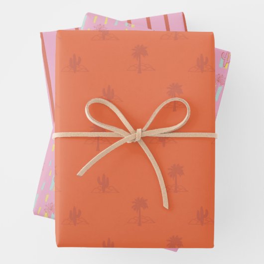 Retro Palm Springs Wrapping Paper Set 3 Geschenkpapier Set (Beispiel)