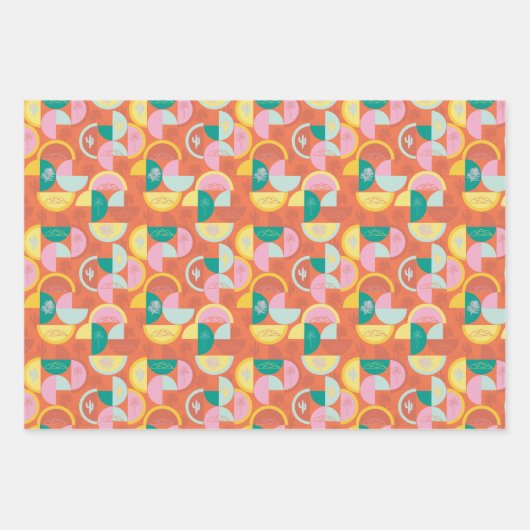 Retro Palm Springs Wrapping Paper Set 5 Geschenkpapier Set (Vorderseite 2)