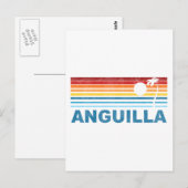 Retro Palm Tree Anguilla Postkarte (Vorne/Hinten)