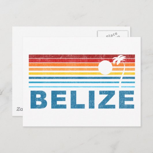Retro Palm Tree Belize Postkarte (Vorne/Hinten)