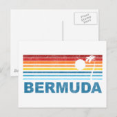 Retro Palm Tree Bermuda Postkarte (Vorne/Hinten)