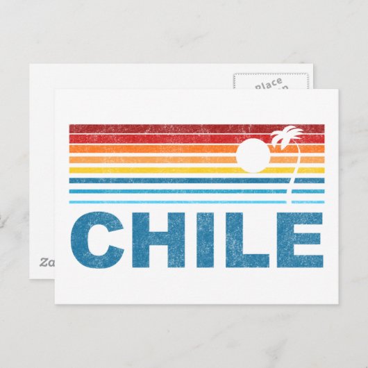 Retro Palm Tree Chile Postkarte (Vorne/Hinten)