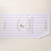 Retro Palm Tree Custom Name Beach Bachelorette Strandtuch (Vorderseite)
