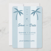 Retro Palm Tree Monogram Tropical Beach Wedding Save The Date (Vorderseite)