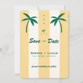 Retro Palm Tree Monogram Tropical Beach Wedding Save The Date (Vorderseite)