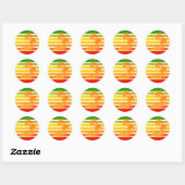 Retro Palm Tree Sunset Classic Round Sticker (Blatt)