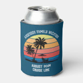 Retro Palm Tree Sunset Cruise Family Urlaub Dosenkühler (Kanne Vorderseite)
