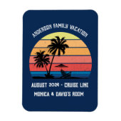 Retro Palm Tree Sunset Cruise Family Urlaub Magnet (Vertikal)