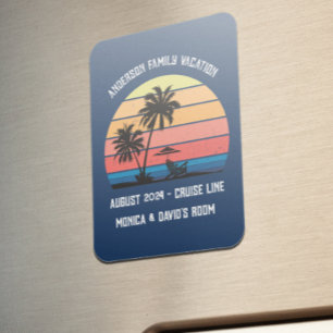 Retro Palm Tree Sunset Cruise Family Urlaub Magnet